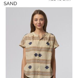 BSBEE, Ollie, Beige and Brown Aztec Embroidered Patterned Button Up, Hand Made